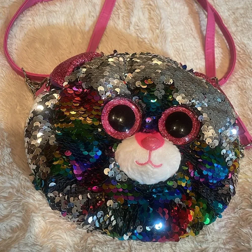 TY sparkly sequin teddy bear purse